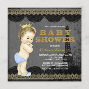 Boys Paris Baby shower Kaart