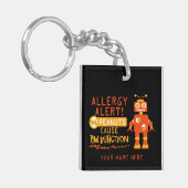 Boys Peanut Allergy Alert Sinaasappel Robot Sleutelhanger (Voorkant Links)