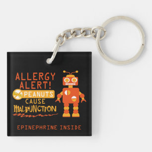 Boys Peanut Allergy Alert Sinaasappel Robot Sleutelhanger