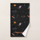 Boys Personal Name Space Rocket Bad Handdoek (Handdoek)