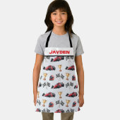 Boys Personalised Racing Car Kids Apron Schort (Insitu)
