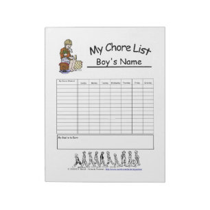 Boys Personalized Chore Chart Notitieblok