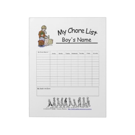 Boys Personalized Chore Chart Notitieblok (Linkerzijde)