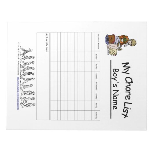 Boys Personalized Chore Chart Notitieblok (Voorkant)