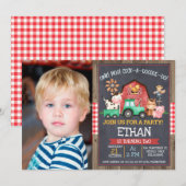 Boys Photo Boerderij Tractor Chalkboard Birthday Kaart (Voorkant / Achterkant)
