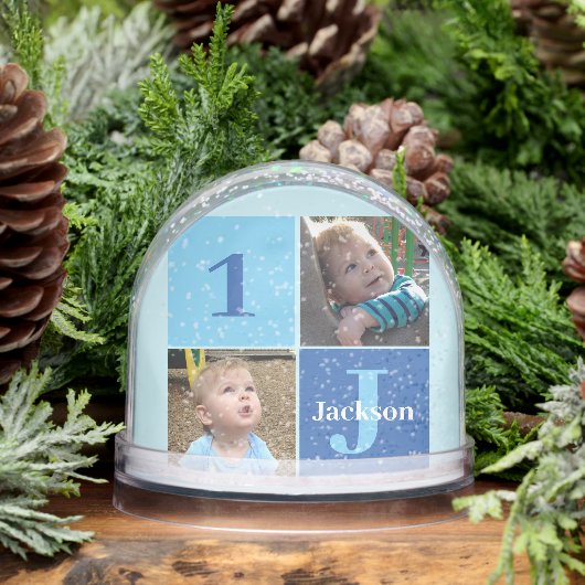 Boys Photo Collage Custom Blue Kids Photograph Sneeuwbol (Winter)