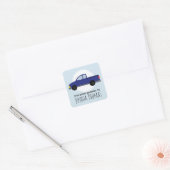 Boys Pickup Truck en Name Kinder Bookplate Vierkante Sticker (Envelop)