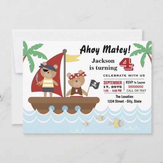 Boys Pirate Beer Birthday Party Kaart (Voorkant)