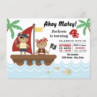 Boys Pirate Beer Birthday Party Kaart