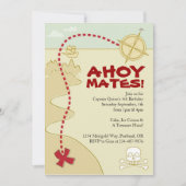 Boys Pirate Map & Pirate Ship Invitations Kaart (Voorkant)