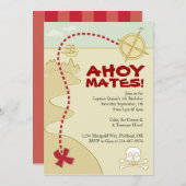 Boys Pirate Map & Pirate Ship Invitations Kaart (Voorkant / Achterkant)