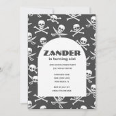 Boys Pirate Skull Birthday Party Kaart (Voorkant)