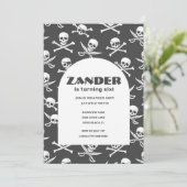 Boys Pirate Skull Birthday Party Kaart (Staand voorkant)