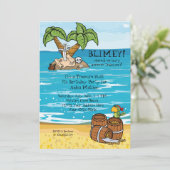 Boys Pirate Treasure Hunt Birthday Party Invite Kaart (Staand voorkant)