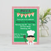 Boy's Pizza Party Kaart (Staand voorkant)