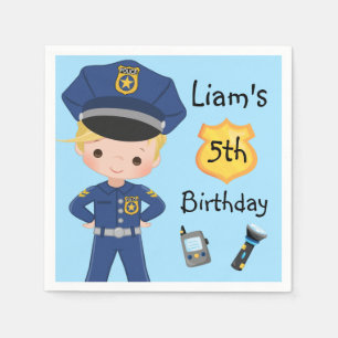 Boys Police Officer Cop Birthday Party Servet