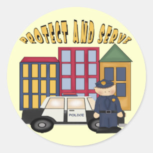 Boys Policemen Ronde Sticker