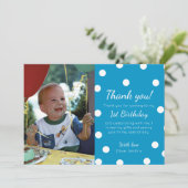 Boys polka gestippeld verjaardagskaart bedankkaart (Staand voorkant)