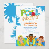 Boys Pool Party 8th Birthday Kaart (Voorkant / Achterkant)