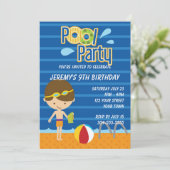 Boys Pool Party Birthday Kaart (Staand voorkant)