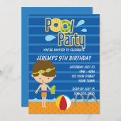 Boys Pool Party Birthday Kaart (Voorkant / Achterkant)