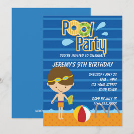 Boys Pool Party Birthday Kaart