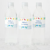 Boys Pool Party Birthday Waterfles Etiket (Flessen)