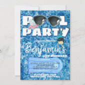 Boys Pool Party Invitation Kaart (Voorkant)