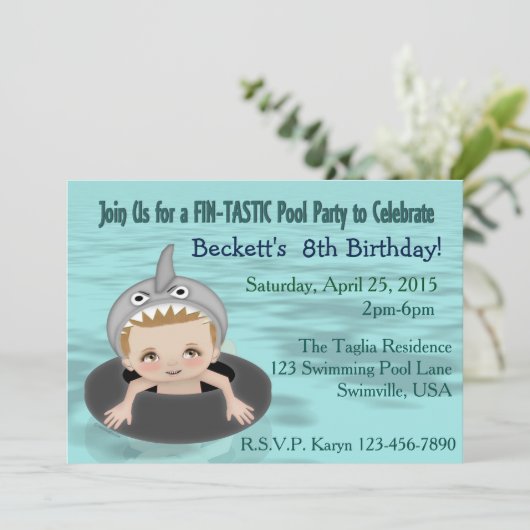 Boy's Pool Party Kaart (Staand voorkant)