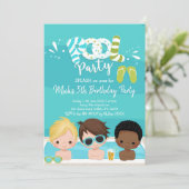 Boys Pool Party Kind Birthday Uitnodiging (Staand voorkant)