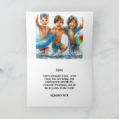 Boy's Pool Party Verjaardag Gevouwen Wenskaart Kaart (Binnen)
