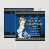 Boys Prince Paris Tea Party Baby shower Royal Blue Kaart (Voorkant / Achterkant)