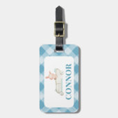 Boys Race Auto Gingham School Tas Label Bagagelabel (Voorkant verticaal)