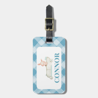 Boys Race Auto Gingham School Tas Label Bagagelabel