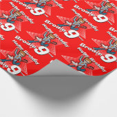 Boys red add jouw naam 9e verjaardag rockstar wrap cadeaupapier (Hoek)