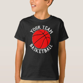 Boys Red Basketball Team, Player Name and Number T-shirt