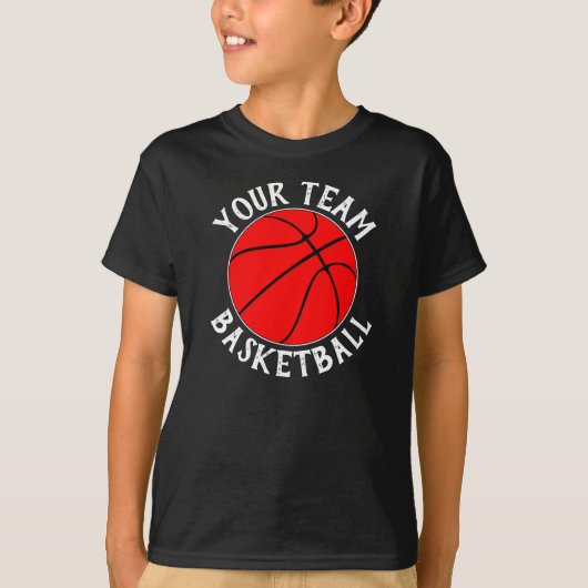 Boys Red Basketball Team, Player Name and Number T-shirt (Voorkant)