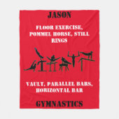 Boys Red Gymnastics Personalized Fleece Blanket (Voorkant)