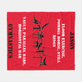 Boys Red Gymnastics Personalized Fleece Blanket (Voorkant (Horizontaal))
