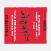 Boys Red Gymnastics Personalized Fleece Blanket Deken (Voorkant (Horizontaal))
