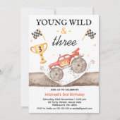 Boys Red Monster Truck Young Wild Three Birthday Kaart (Voorkant)