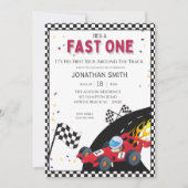 Boys Red Race Car 1e verjaardag Kaart (Voorkant)