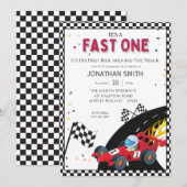 Boys Red Race Car 1e verjaardag Kaart (Voorkant / Achterkant)