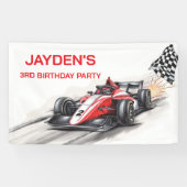 Boys Red Racing Car Birthday Party Banner (Horizontaal)