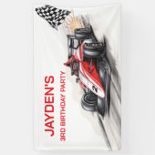 Boys Red Racing Car Birthday Party Banner (Verticaal)