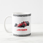 Boys Red Racing Car Personalised Mug  Koffiemok (Links)