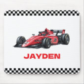 Boys Red Racing Car Personalised  Muismat (Voorkant)