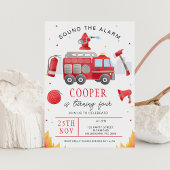 Boys Red Sound The Alarm Fire Truck Birthday Kaart