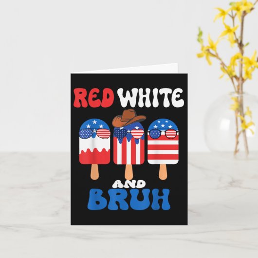 Boys Red White en Bruh Popsicle Mannen 4 juli Amer Kaart (Gele Bloem)