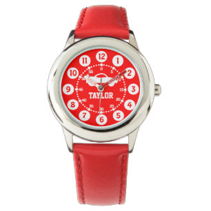 Boys red white name pols watch horloge
